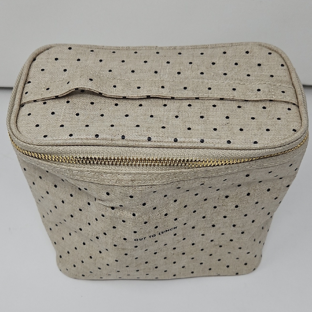 Kate Spade Tan Zipper Polka Dot Lunch Accessory Travel Bag